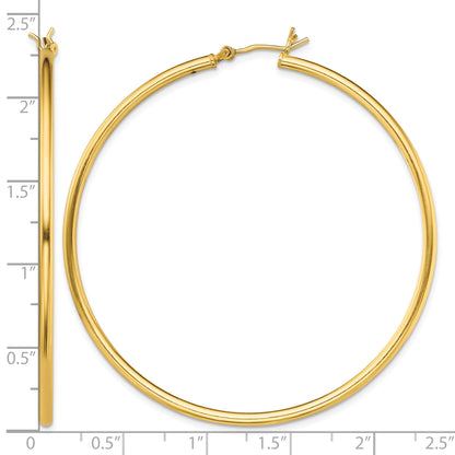 Sterling Silver Gold-Tone Polished 2x55mm Hoop Earrings