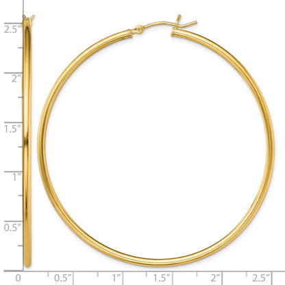 Sterling Silver Gold-Tone Polished 2x60mm Hoop Earrings