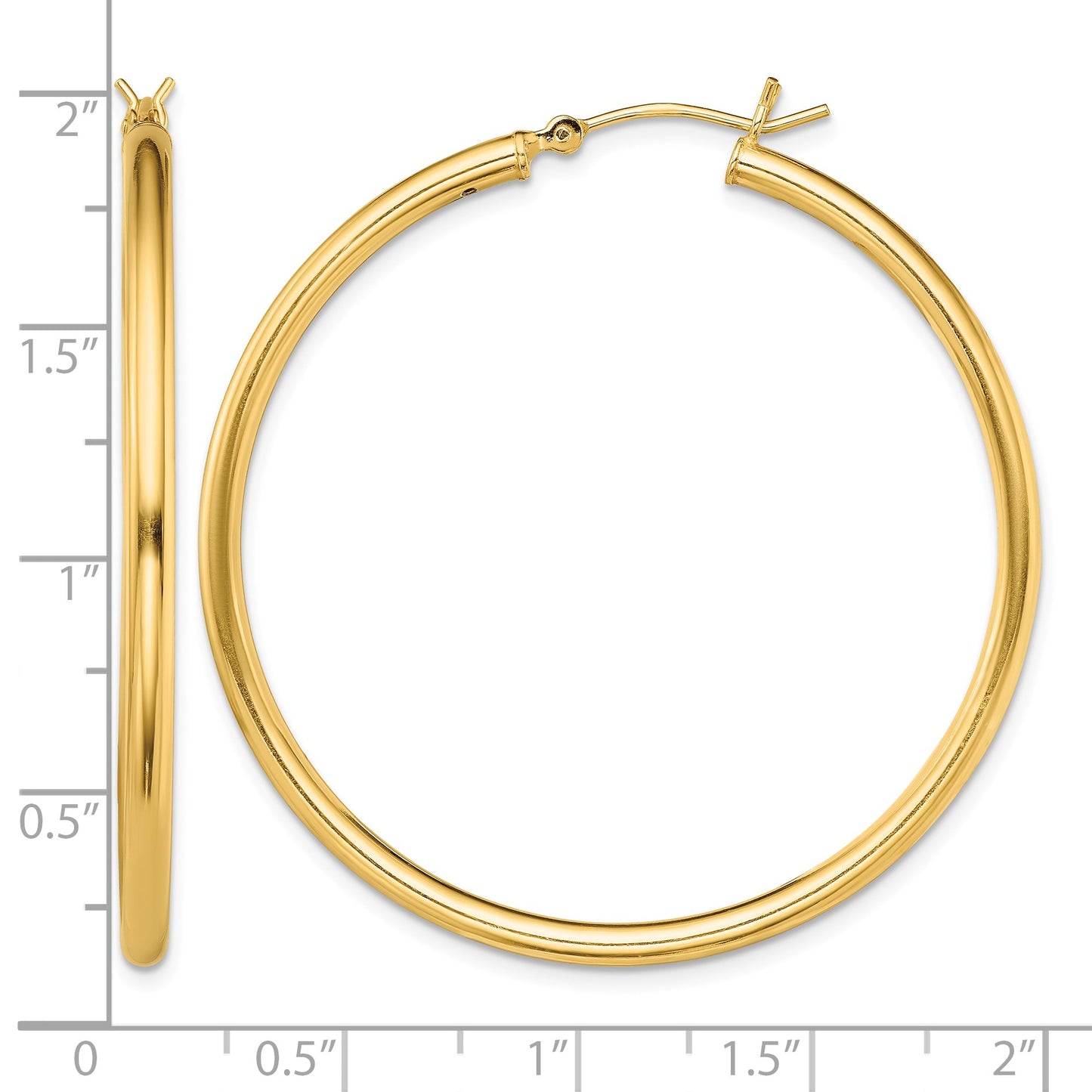 Sterling Silver Gold-Tone Polished 2x45mm Hoop Earrings