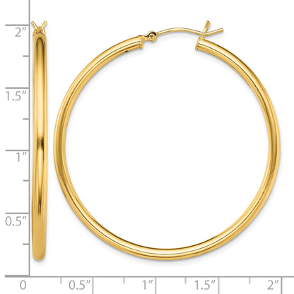 Sterling Silver Gold-Tone Polished 2x45mm Hoop Earrings