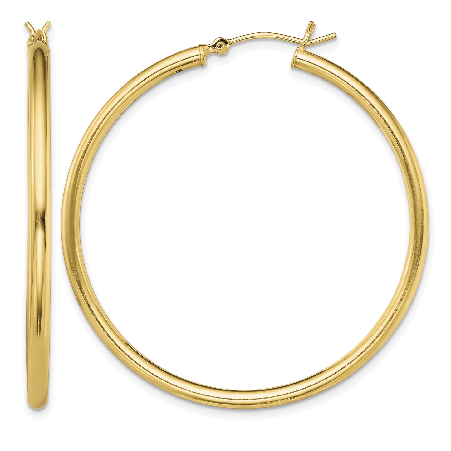 Sterling Silver Gold-Tone Polished 2x45mm Hoop Earrings