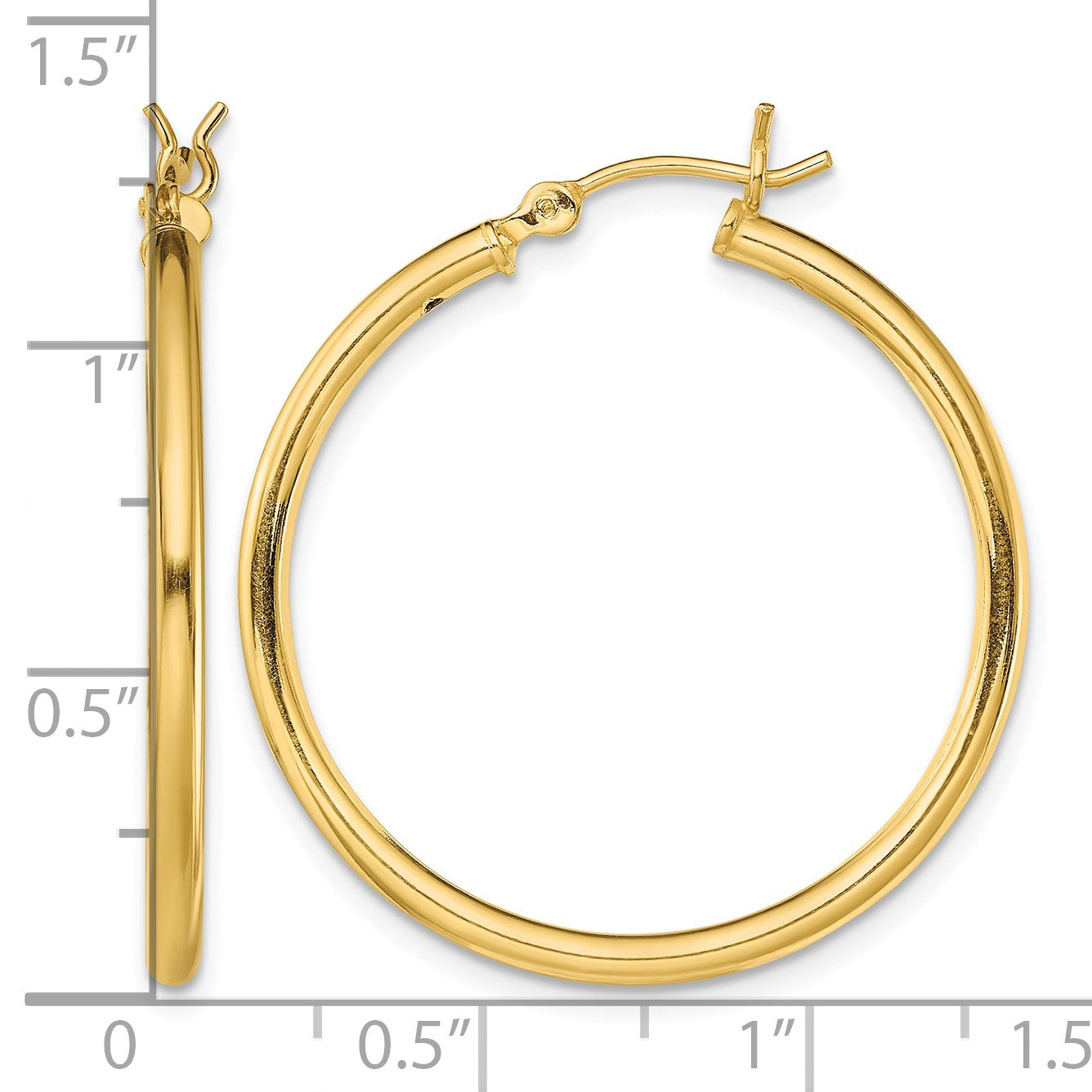 Sterling Silver Gold-Tone Polished 2x30mm Hoop Earrings