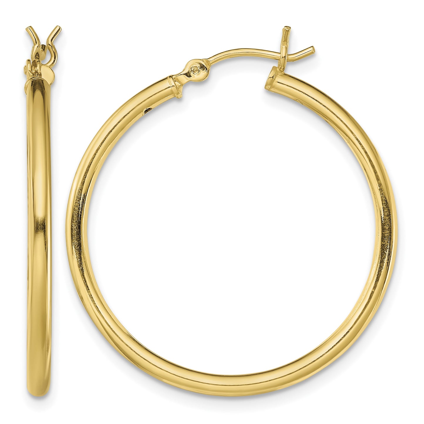Sterling Silver Gold-Tone Polished 2x30mm Hoop Earrings