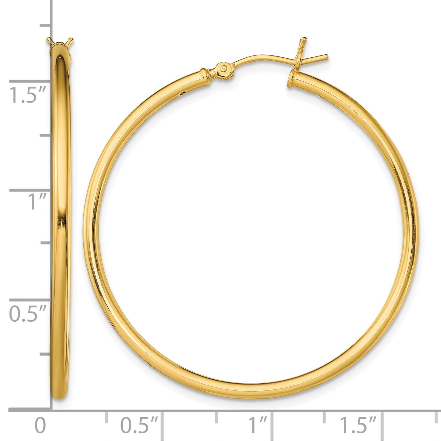 Sterling Silver Gold-Tone Polished 2x40mm Hoop Earrings