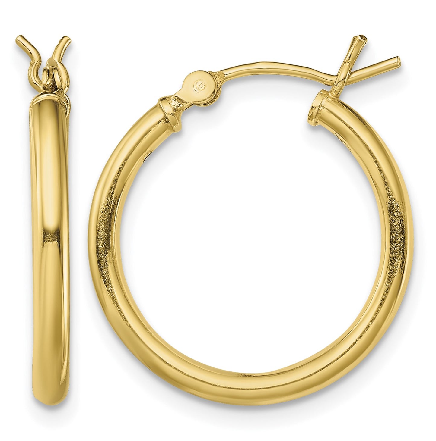 Sterling Silver Gold-Tone Polished 2x20mm Hoop Earrings