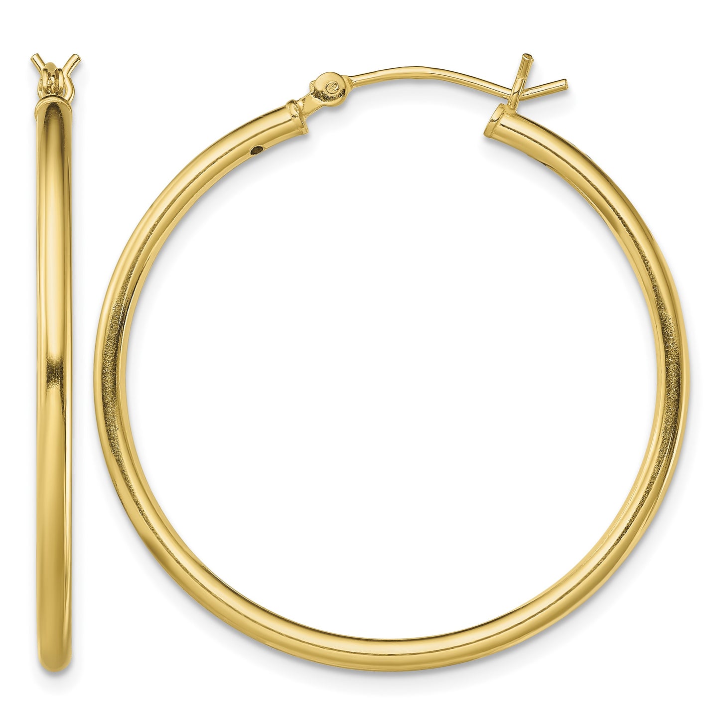 Sterling Silver Gold-Tone Polished 2x35mm Hoop Earrings