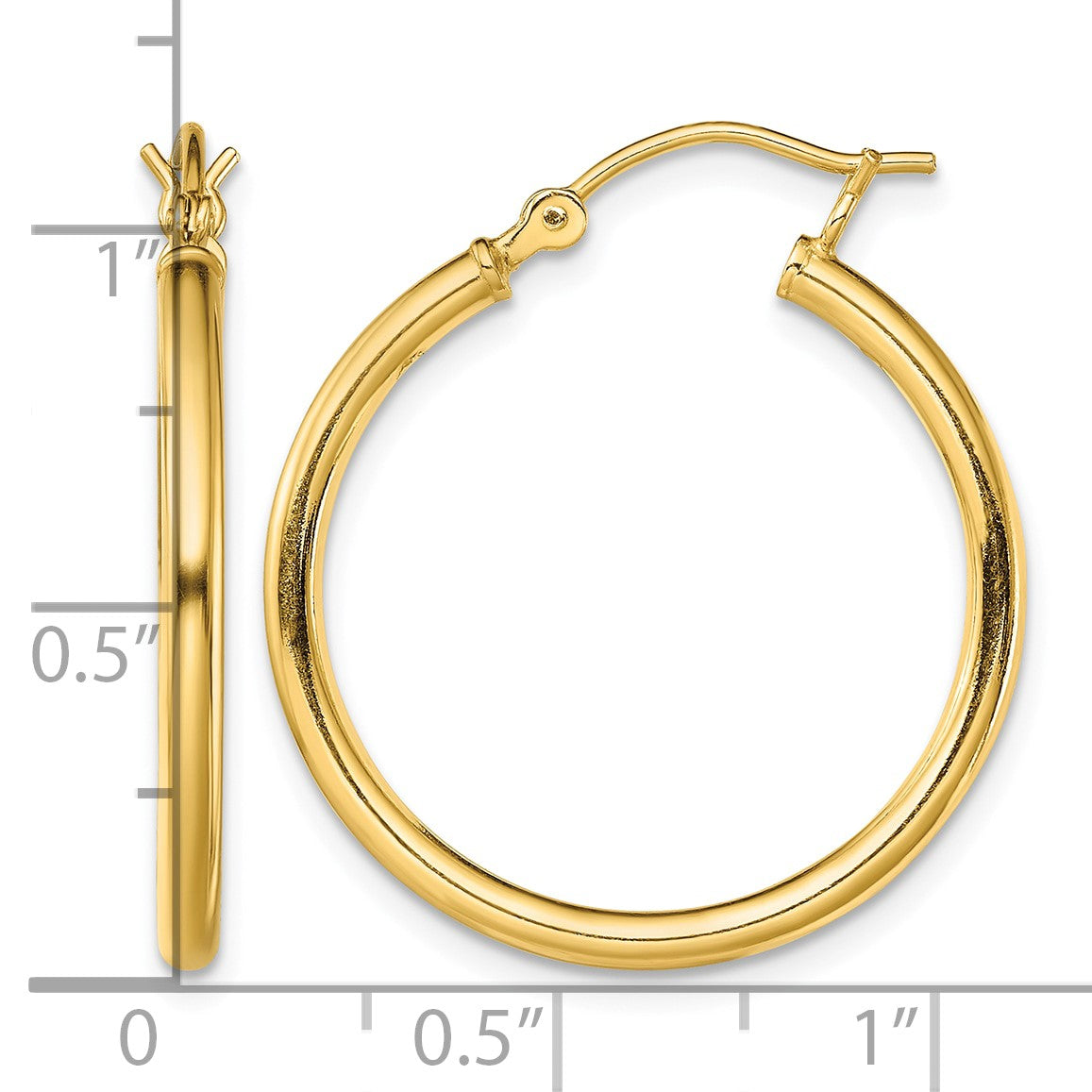 Sterling Silver Gold-Tone Polished 2x25mm Hoop Earrings