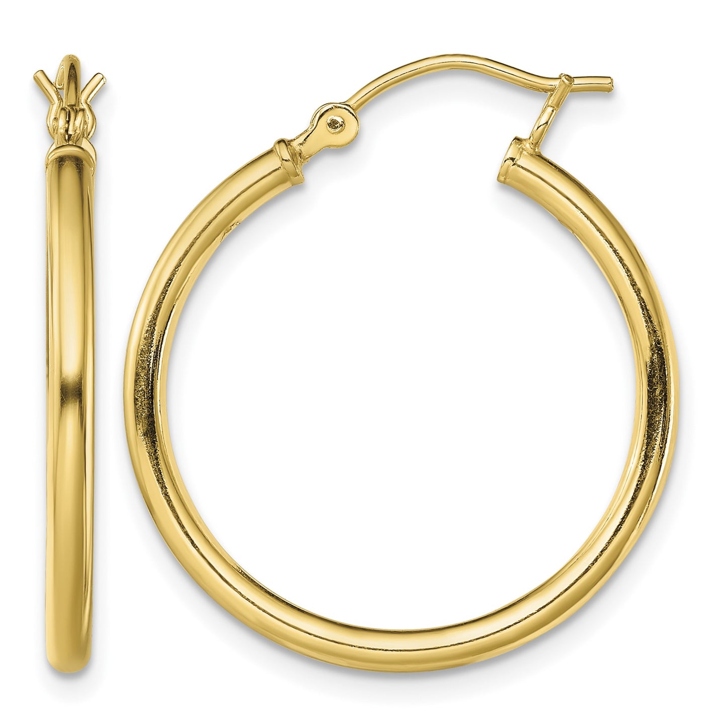 Sterling Silver Gold-Tone Polished 2x25mm Hoop Earrings