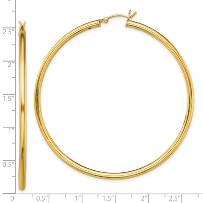 Sterling Silver Gold-Tone Polished 2.5x60mm Hoop Earrings