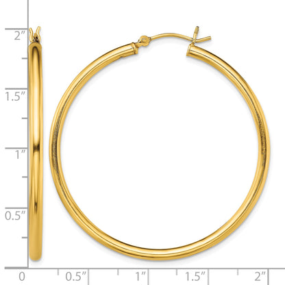 Sterling Silver Gold-Tone Polished 2.5x45mm Hoop Earrings