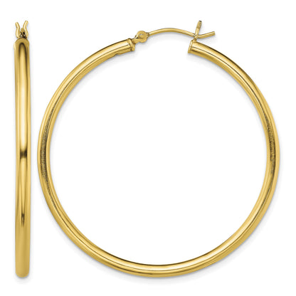 Sterling Silver Gold-Tone Polished 2.5x45mm Hoop Earrings
