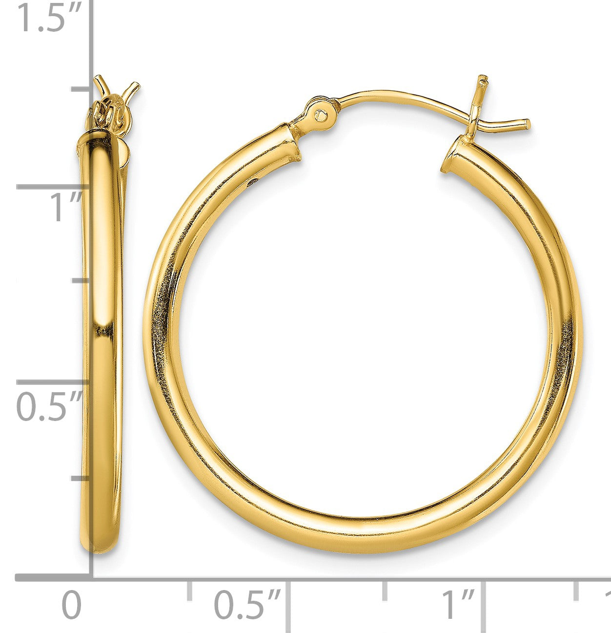 Sterling Silver Gold-Tone Polished 2.5x28mm Hoop Earrings