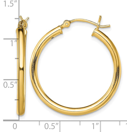Sterling Silver Gold-Tone Polished 2.5x28mm Hoop Earrings