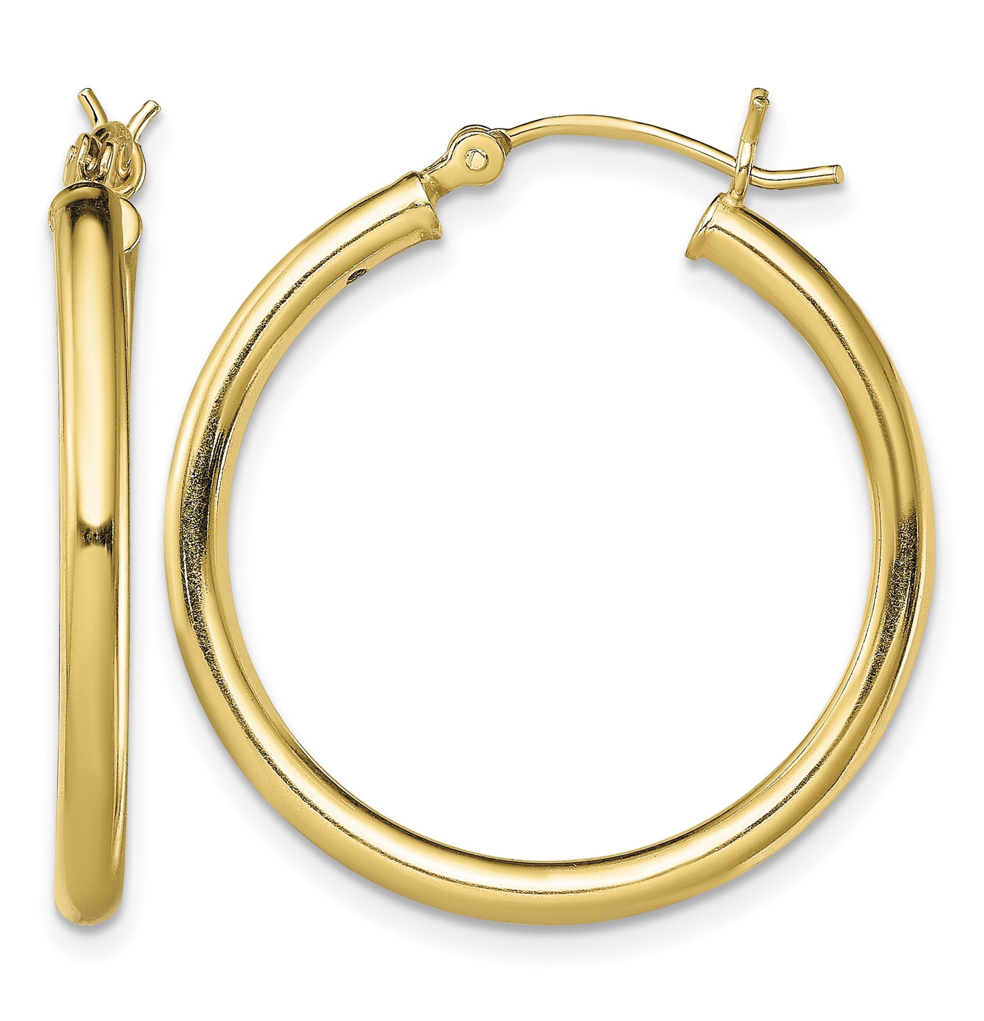 Sterling Silver Gold-Tone Polished 2.5x28mm Hoop Earrings