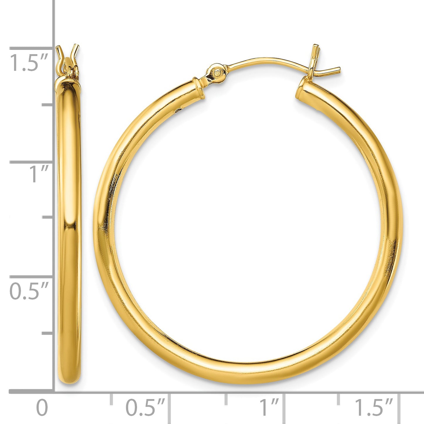 Sterling Silver Gold-Tone Polished 2.5x35mm Hoop Earrings