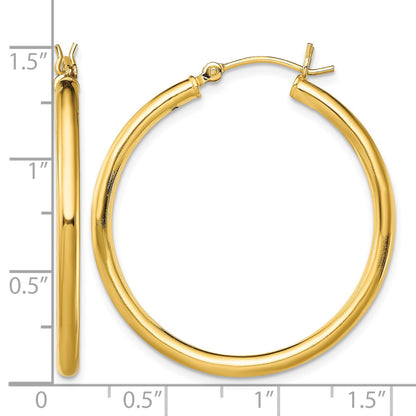 Sterling Silver Gold-Tone Polished 2.5x35mm Hoop Earrings