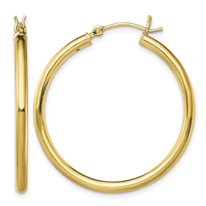 Sterling Silver Gold-Tone Polished 2.5x35mm Hoop Earrings