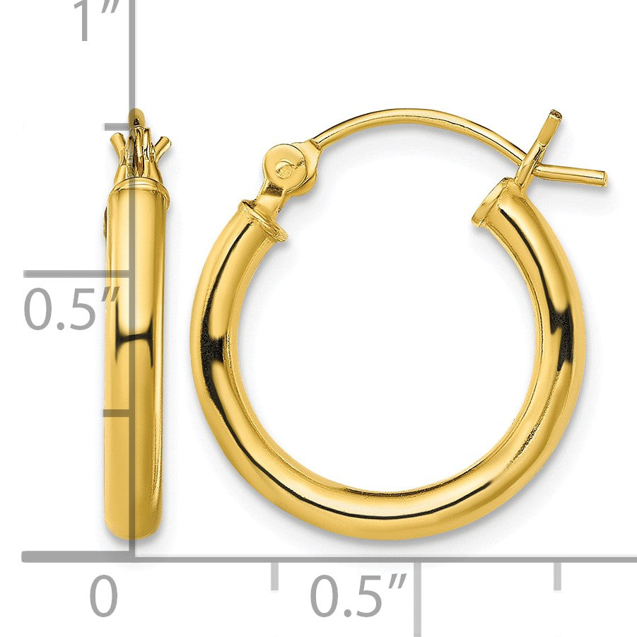 Sterling Silver Gold-Tone Polished 2.5x18mm Hoop Earrings