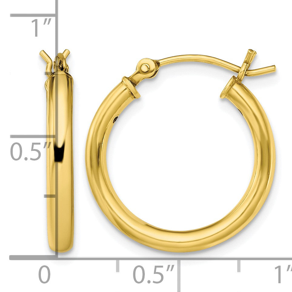 Sterling Silver Gold-Tone Polished 2.5x20mm Hoop Earrings