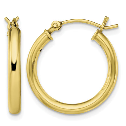 Sterling Silver Gold-Tone Polished 2.5x20mm Hoop Earrings