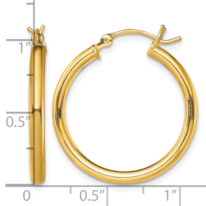 Sterling Silver Gold-Tone Polished 2.5x25mm Hoop Earrings