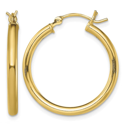 Sterling Silver Gold-Tone Polished 2.5x25mm Hoop Earrings