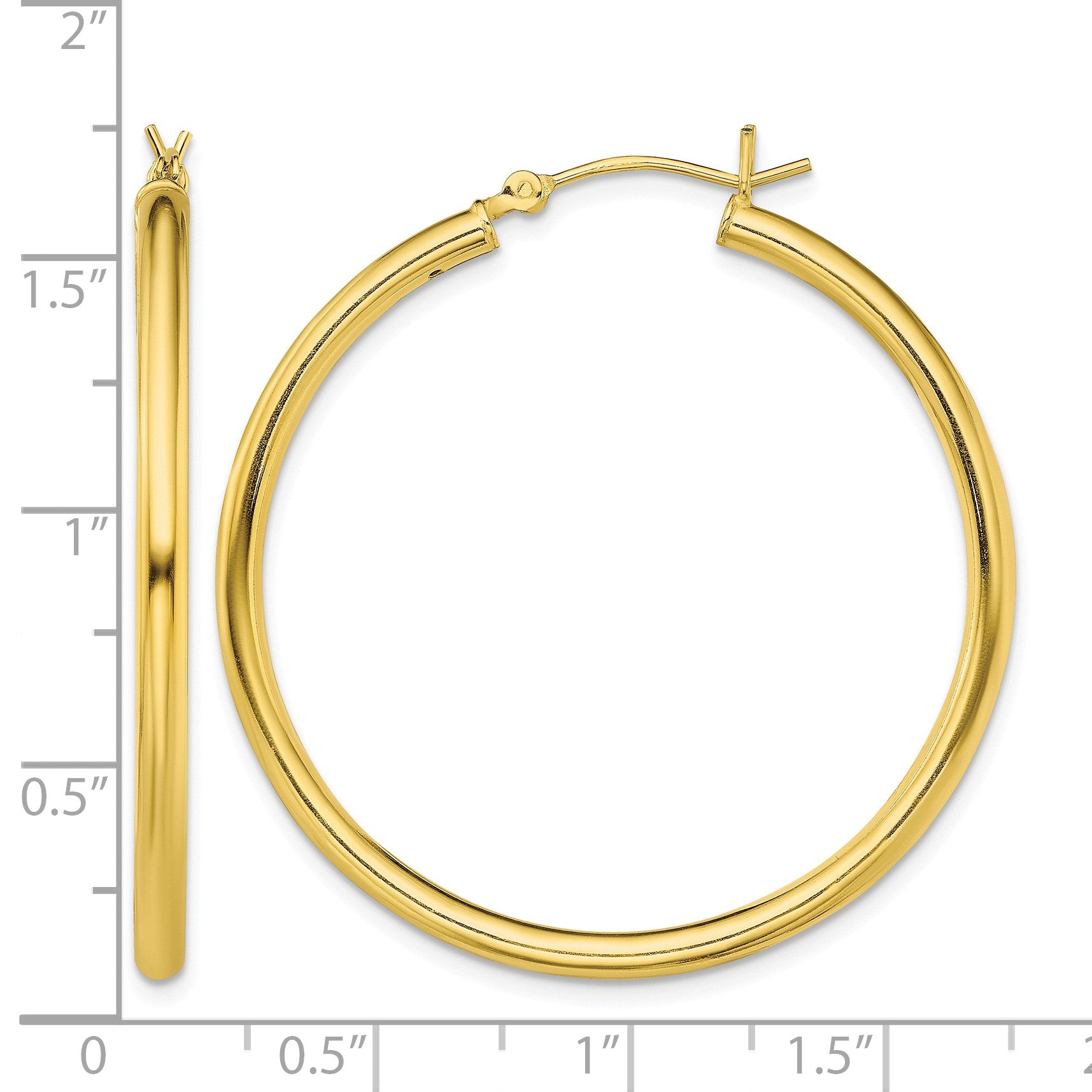 Sterling Silver Gold-Tone Polished 2.5x40mm Hoop Earrings