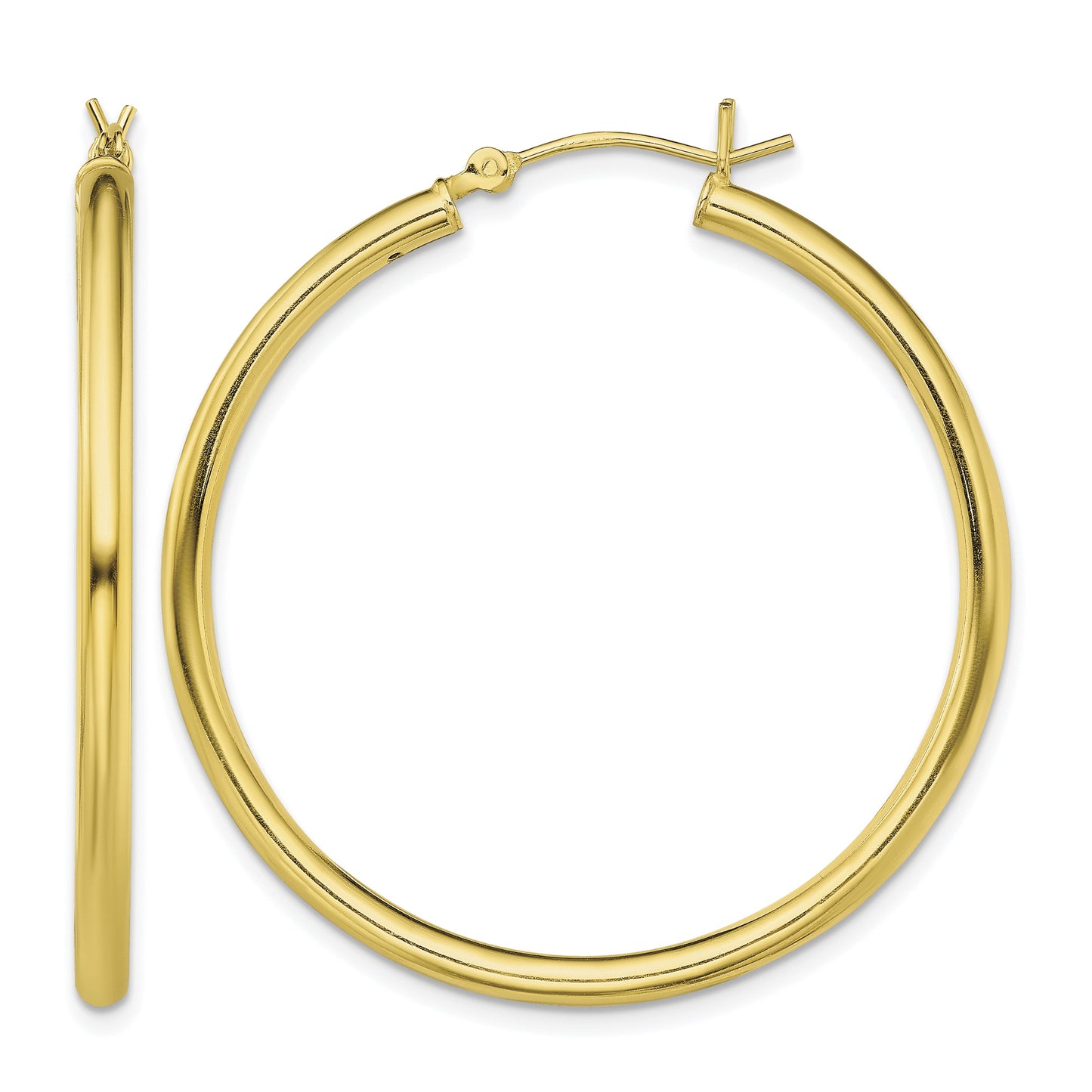 Sterling Silver Gold-Tone Polished 2.5x40mm Hoop Earrings