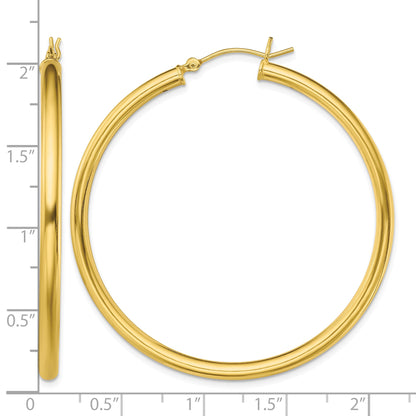 Sterling Silver Gold-Tone Polished 3x50mm Hoop Earrings