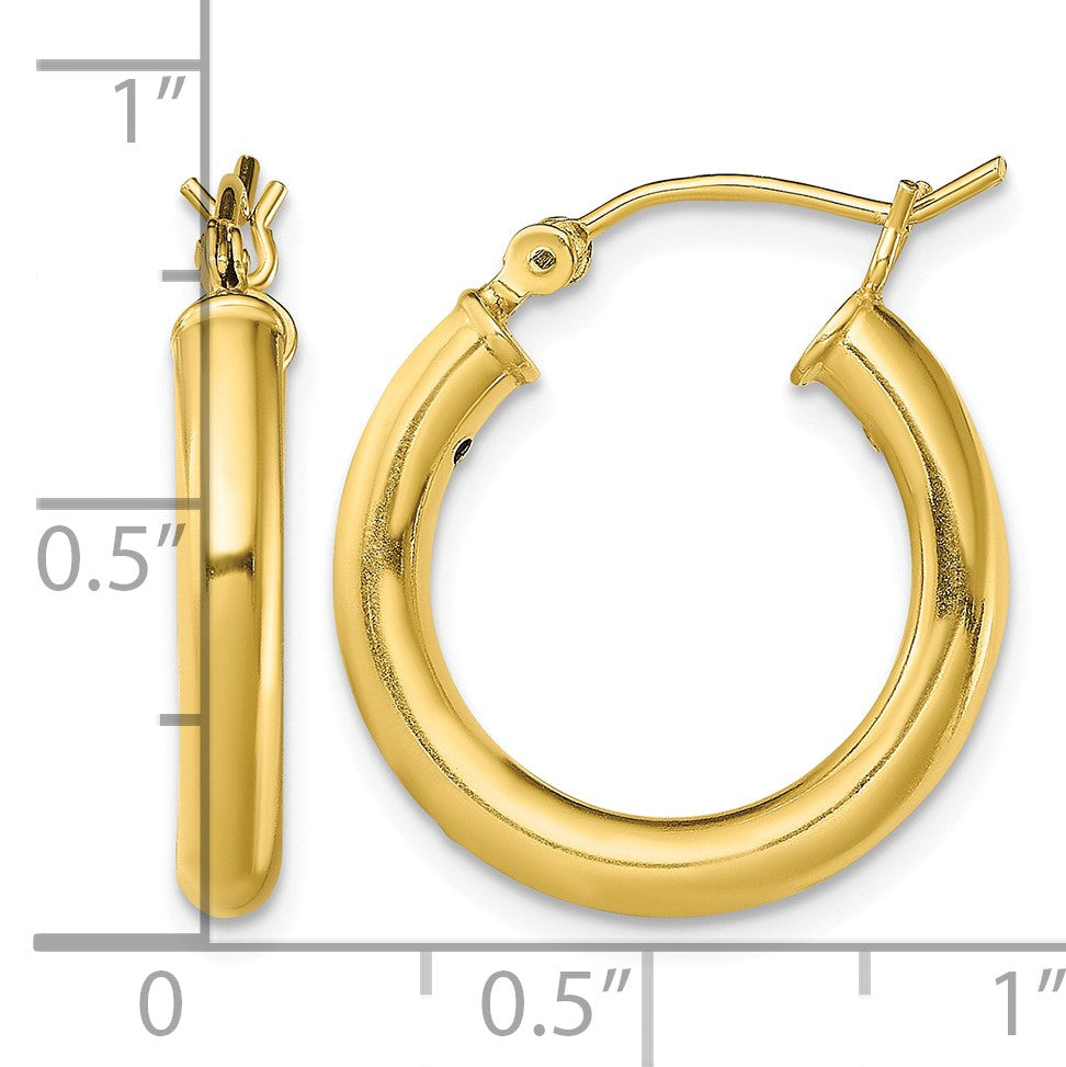 Sterling Silver Gold-Tone Polished 3x20mm Hoop Earrings