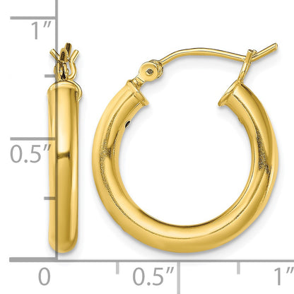 Sterling Silver Gold-Tone Polished 3x20mm Hoop Earrings