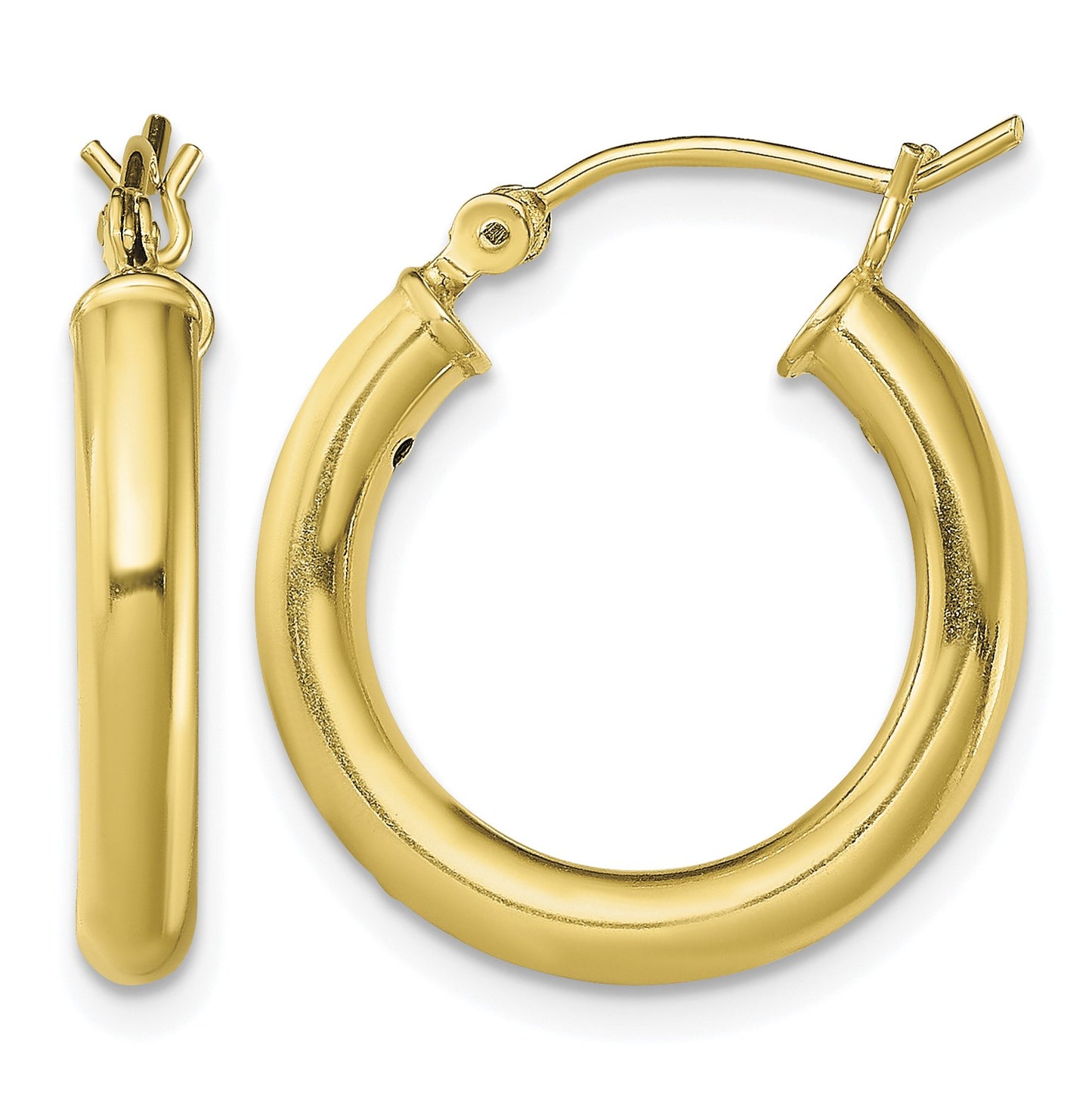 Sterling Silver Gold-Tone Polished 3x20mm Hoop Earrings