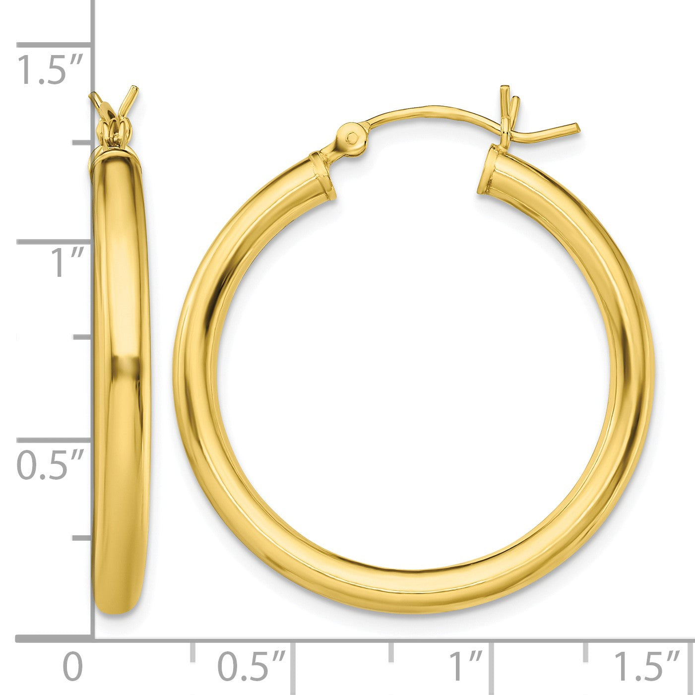 Sterling Silver Gold-Tone Polished 3x30mm Hoop Earrings