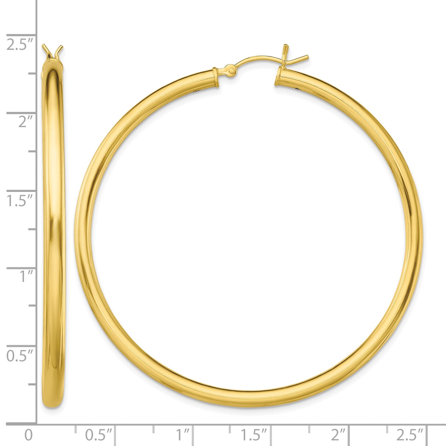 Sterling Silver Gold-Tone Polished 3x55mm Hoop Earrings