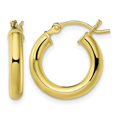 Sterling Silver Gold-Tone Polished 3x16mm Hoop Earrings