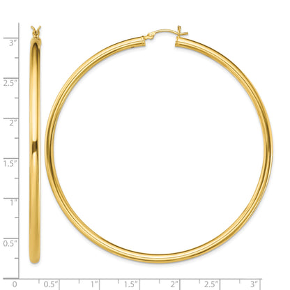 Sterling Silver Gold-Tone Polished 3x70mm Hoop Earrings