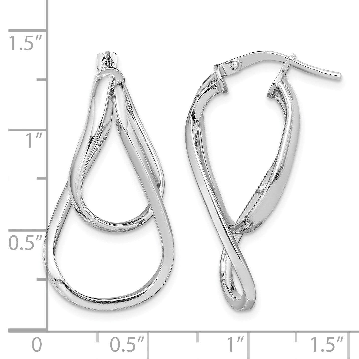 Sterling Silver Rhodium-plated Double Twisted Hoop Earrings