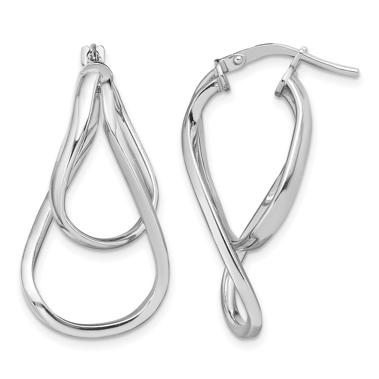 Sterling Silver Rhodium-plated Double Twisted Hoop Earrings