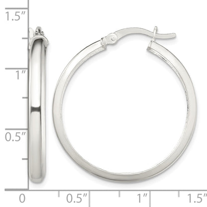 Sterling Silver Polished 4mm Round Hoop Earrings