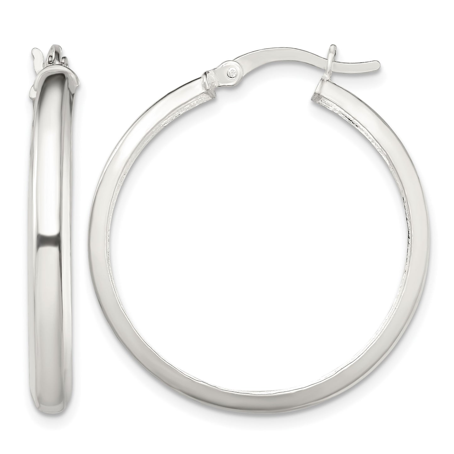 Sterling Silver Polished 4mm Round Hoop Earrings