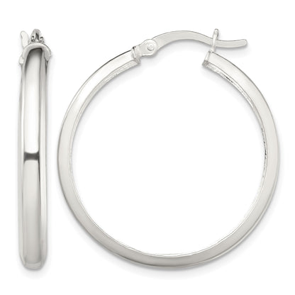 Sterling Silver Polished 4mm Round Hoop Earrings