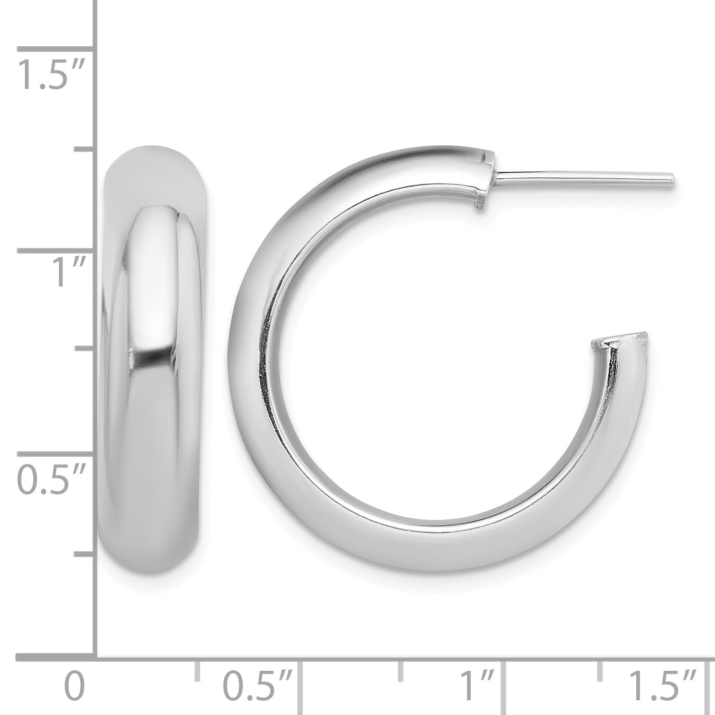 Sterling Silver Rhodium-plated Polished 6mm Post Hoops