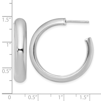 Sterling Silver Rhodium-plated Polished 6mm Post Hoops