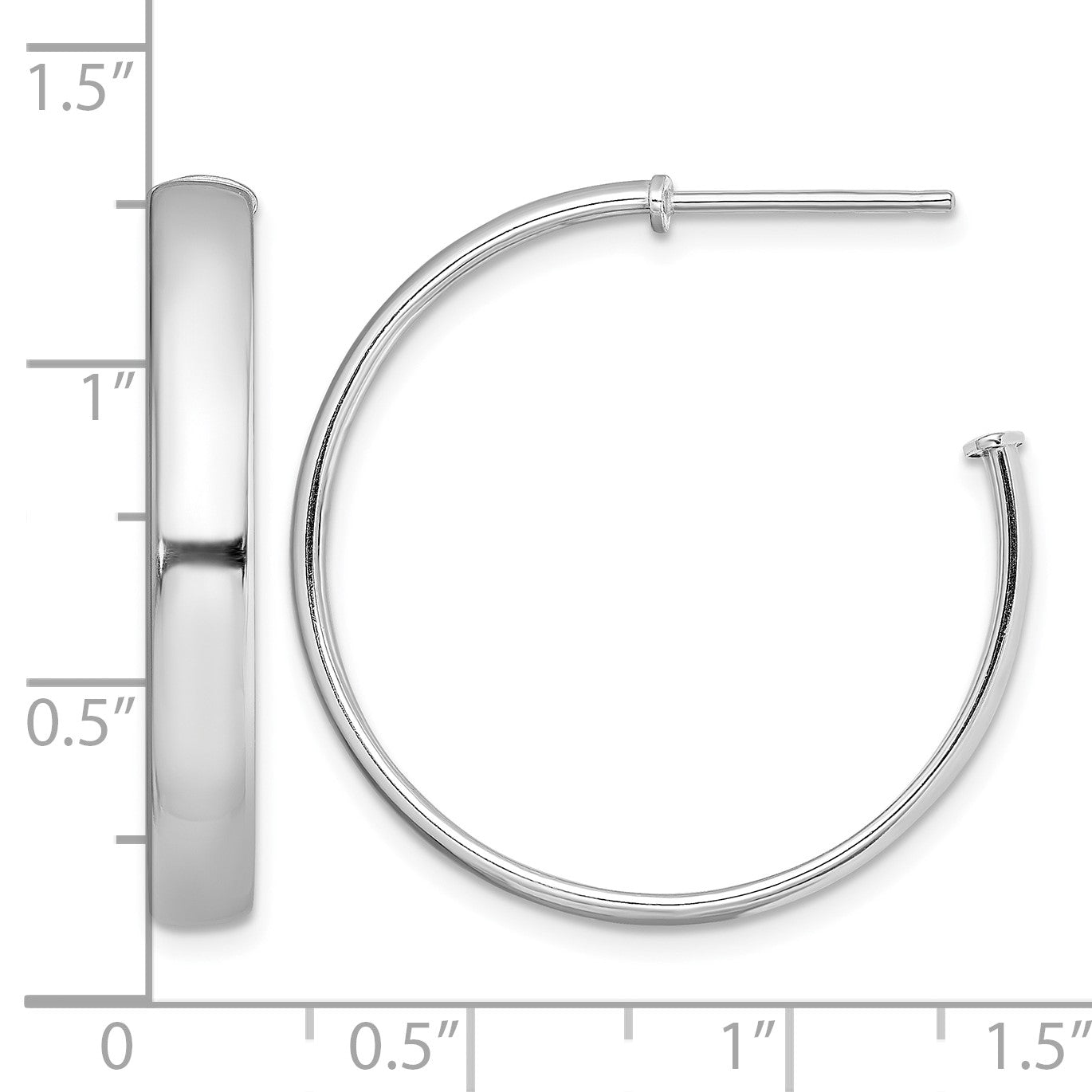 Sterling Silver Rhodium-plated Polished 3.8mm Post Hoops