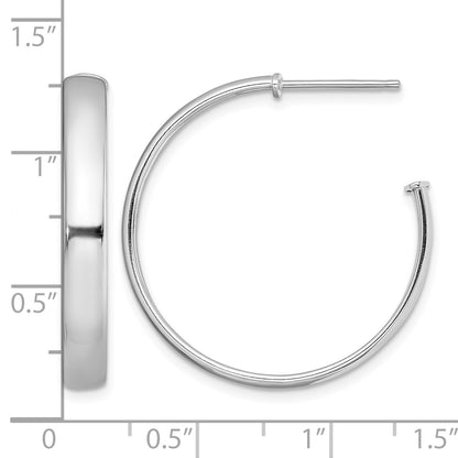 Sterling Silver Rhodium-plated Polished 3.8mm Post Hoops