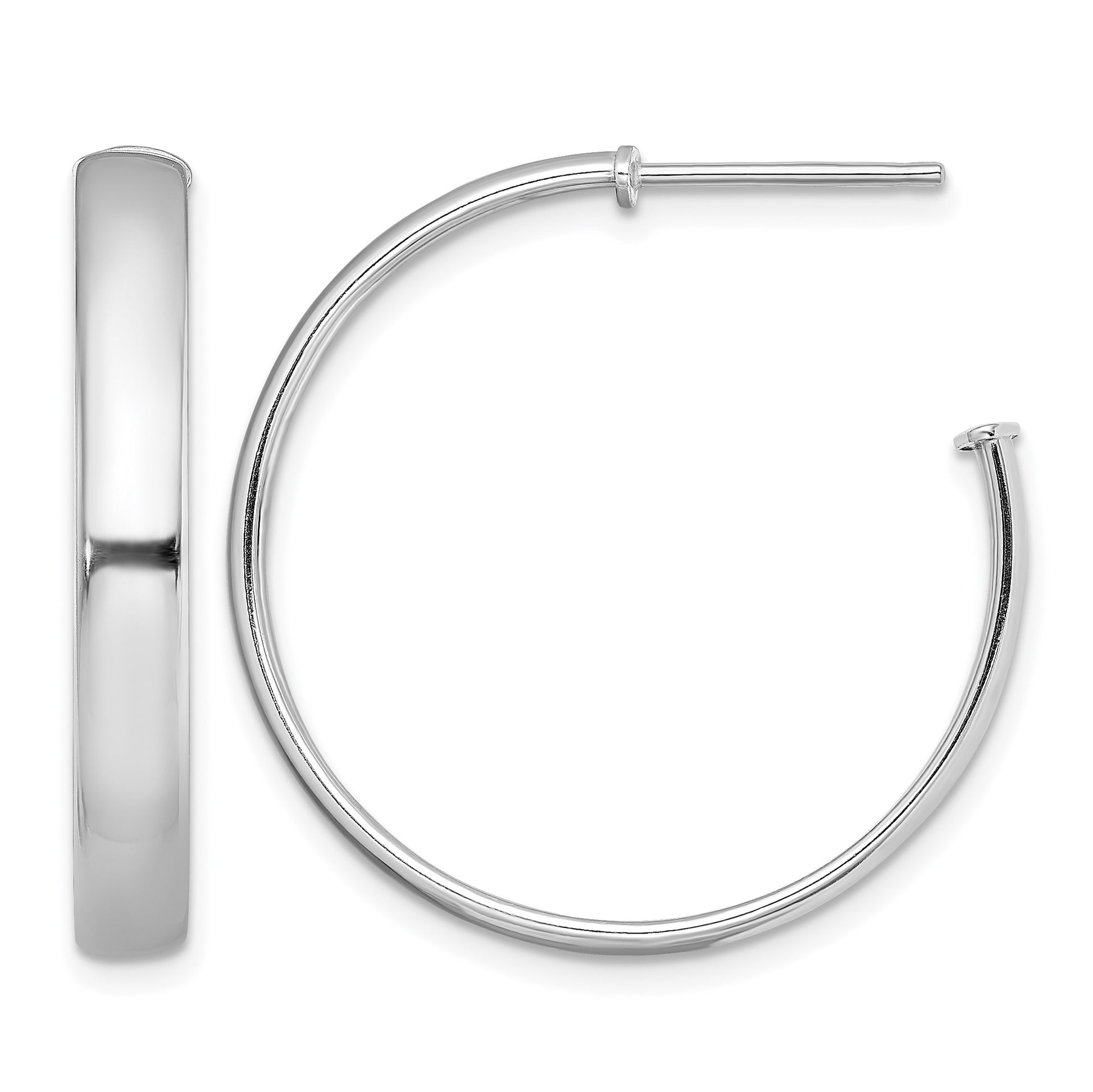 Sterling Silver Rhodium-plated Polished 3.8mm Post Hoops