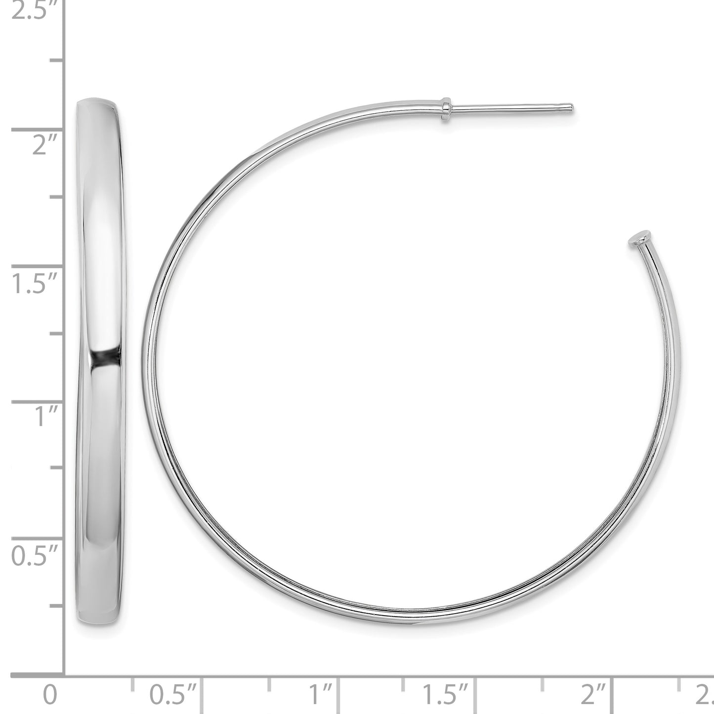 Sterling Silver Rhodium-plated Polished 3.8mm Post Hoops