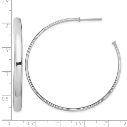 Sterling Silver Rhodium-plated Polished 3.8mm Post Hoops