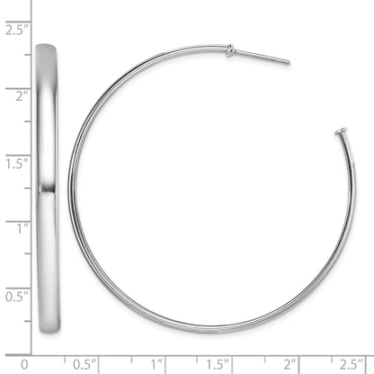 Sterling Silver Rhodium-plated Polished 3.8mm Post Hoops