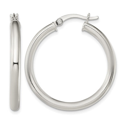 Sterling Silver Polished 3.5mm Round Hoop Earrings